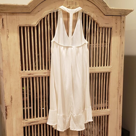 Sequin Hearts White Asymmetrical Dress with Blue Embroidery Small - Picture 6 of 11